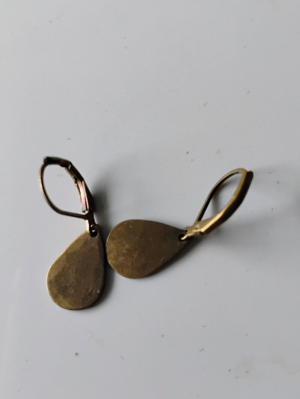 Artisan Brass Teardrop Dangle Earrings